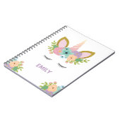 魔法の一角パーソナライズされた獣名ガーリーグリッター  ノートブック (左側)