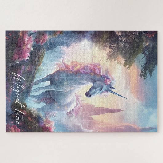 魔法の一角妖精の物語のお城の誕生日プレゼント ジグソーパズル (横)