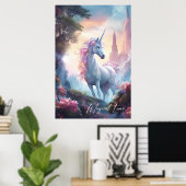 魔法の一角妖精の物語のお城の誕生日プレゼント ポスター (ホームオフィス)