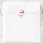 魔法の一角猫の漫画-背景色を選ぶ ラウンドシール (バッグ)