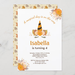 魔法の一角獣秋ハロウィーン誕生パーティー 招待状