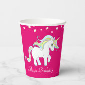 魔法の一角花と白い花（マゼンタ） 紙コップ (裏面)