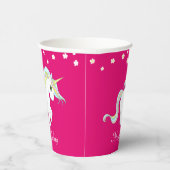 魔法の一角花と白い花（マゼンタ） 紙コップ (右)