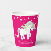 魔法の一角花と白い花（マゼンタ） 紙コップ (正面)