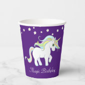 魔法の一角花と白い花(紫王室の) 紙コップ (正面)