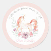 魔法の一角花の誕生日パーティーのお願い ラウンドシール (正面)