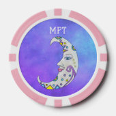 魔法の三日月抽象芸術装飾顔 ポーカーチップ (正面)