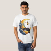 魔法の三日月猫 - 天上の夜の夢 Tシャツ (正面フル)