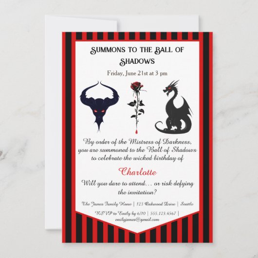 魔法の不思議な子供の誕生日パーティー 招待状 (正面)