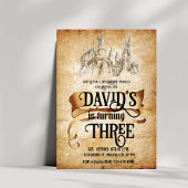 魔法の世界の城の素晴らしい子供たち3rd誕生日 招待状