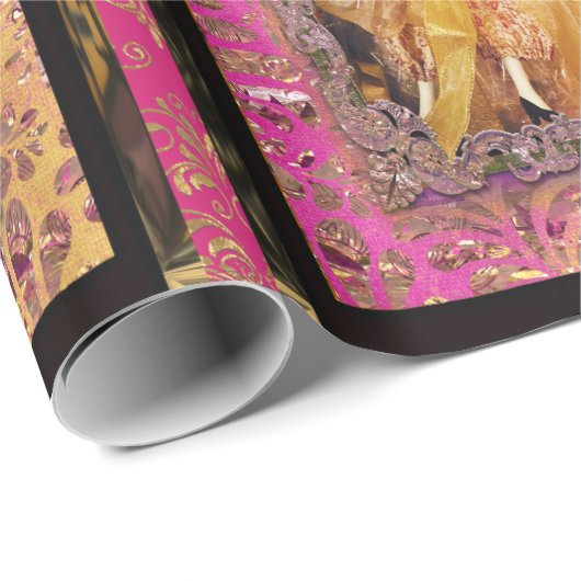 魔法の人形および弓ビクトリア時代の人のクリスマス ラッピングペーパー (ロールコーナー)