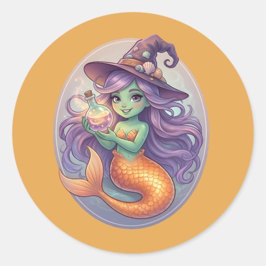 魔法の人魚とポーション ラウンドシール (正面)