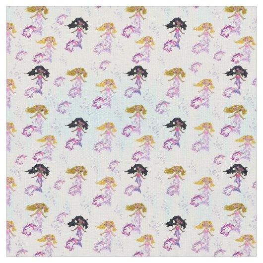 魔法の人魚と水泡 ファブリック (クローズアップ)