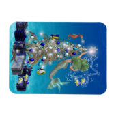 魔法の人魚のクリスマス。クリスマスカードマグネット マグネット (横)