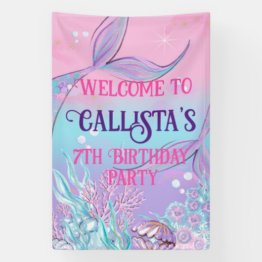 魔法の人魚のテールバナー – 海の下 横断幕 (縦)