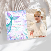魔法の人魚のテールバースデーパーティーの写真 招待状