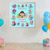 魔法の人魚の下の海の子供の誕生日パーティー ポスター