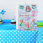 魔法の人魚の下の海の子供の誕生日パーティー 招待状