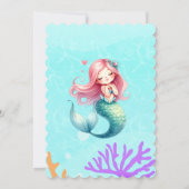 魔法の人魚の下の海の子供の誕生日パーティー 招待状 (裏面)