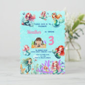 魔法の人魚の下の海の子供の誕生日パーティー 招待状 (スタンド正面)