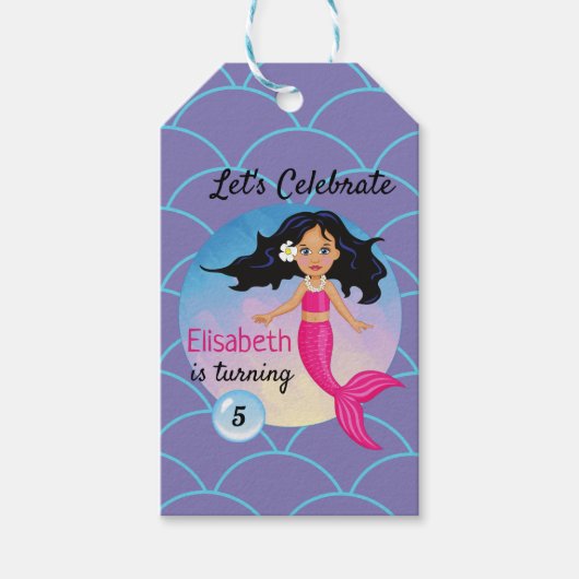 魔法の人魚の下ザシー誕生日 ギフトタグ (正面)