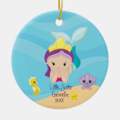 魔法の人魚の妹のクリスマス セラミックオーナメント (正面)