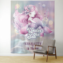 魔法の人魚の子供の誕生日パーティー タペストリー