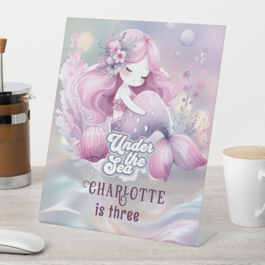 魔法の人魚の子供の誕生日パーティー 台座サイン (インサイチュ)