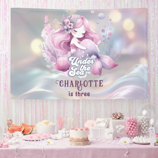 魔法の人魚の子供の誕生日パーティー 横断幕 (パーティー)
