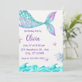 魔法の人魚の尾の誕生日パーティー招待状 招待状 (スタンド正面)