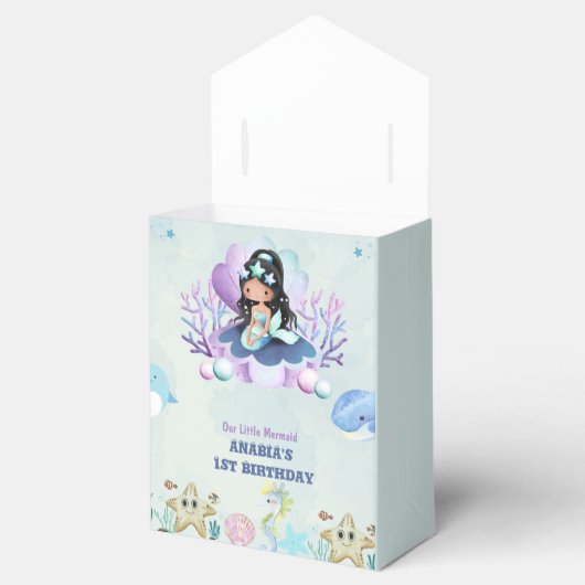 魔法の人魚の水の色の誕生日お気に入りボックス フェイバーボックス (オープン)