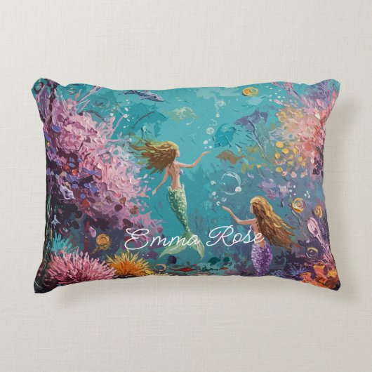 魔法の人魚の水中シーン アクセントクッション (正面)