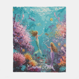 魔法の人魚の水中シーン フリースブランケット
