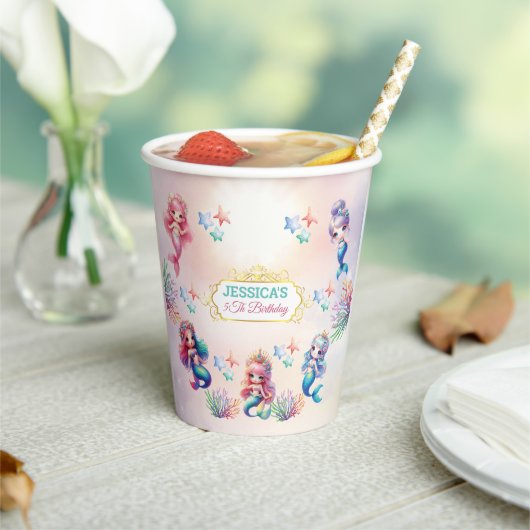 魔法の人魚の誕生日が海下 紙コップ (インサイチュ)