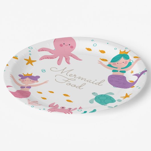 魔法の人魚の誕生日パーティマーメイドフードプレート ペーパープレート (アングル)