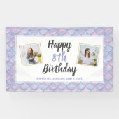 魔法の人魚の誕生日パーティーのカスタム写真 横断幕 (横)