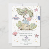 魔法の人魚の誕生日パーティーの招待 招待状 (正面)