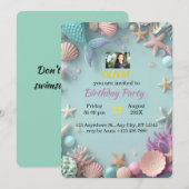 魔法の人魚の誕生日パーティーへの招待状｜誕生日 招待状 (正面/裏面)