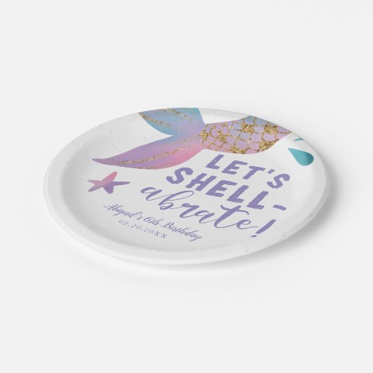 魔法の人魚の誕生日パーティーをシェルで再現しよう ペーパープレート (アングル)