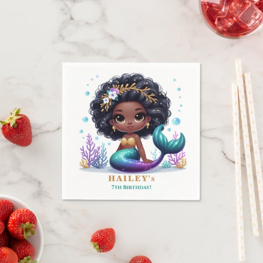 魔法の人魚の誕生日パーティー スタンダードカクテルナプキン (インサイチュ)