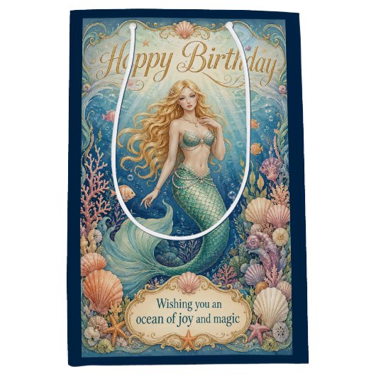 魔法の人魚の誕生日~波の下の世界 ミディアムペーパーバッグ (正面)