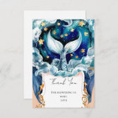 魔法の人魚の赤ちゃんシャワー サンキューカード (正面/裏面)