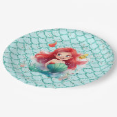 魔法の人魚をテーマにしたパーティー ペーパープレート (アングル)