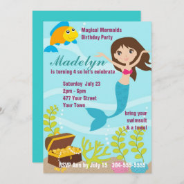 魔法の人魚プールパーティー 招待状