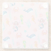 魔法の人魚ホエールレインボー誕生日ガールパーティー ガラスコースター (裏面)