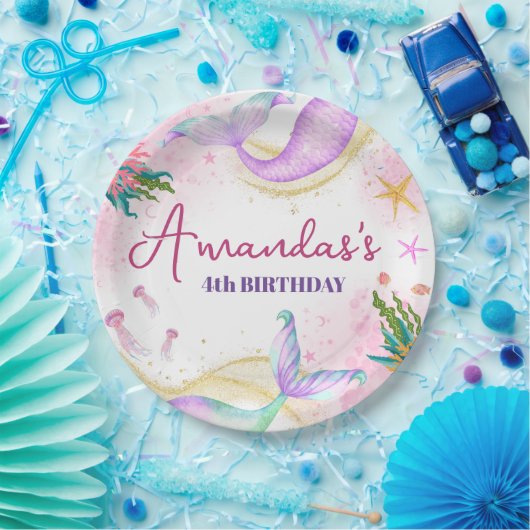 魔法の人魚誕生日ザシー ペーパープレート (パーティー)