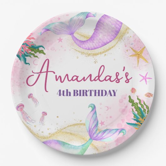 魔法の人魚誕生日ザシー ペーパープレート (正面)