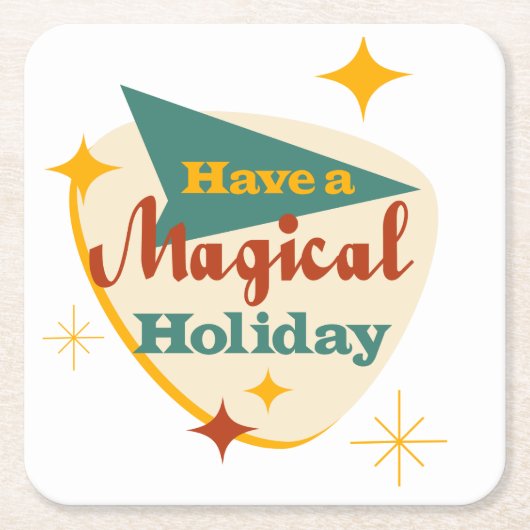 魔法の休日のヴィンテージ スクエアペーパーコースター (正面)