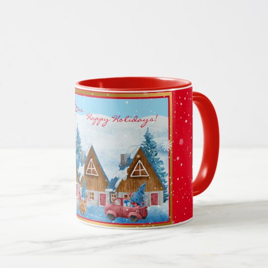 魔法の休日の冬の風景カスタマイズ マグカップ (正面右)