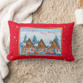 魔法の休日の冬の風景カスタマイズ ランバークッション (ブランケット)